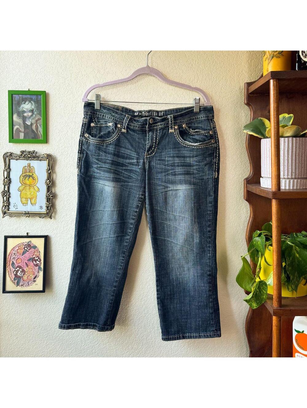 Vintage Hydraulic Y2K Contrast Stitch Western Boho Capri